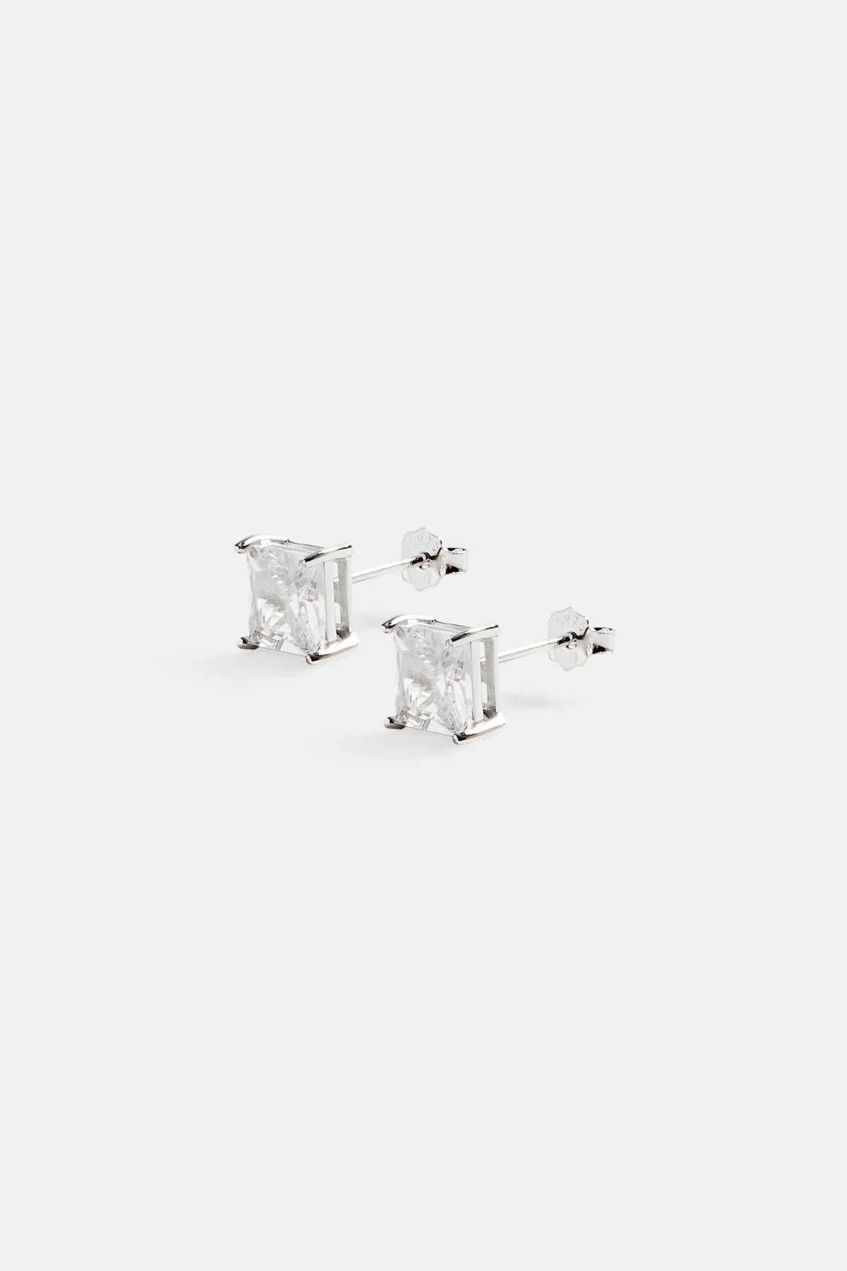 6MM SQUARE CUT STUD EARRINGS - WHITE GOLD